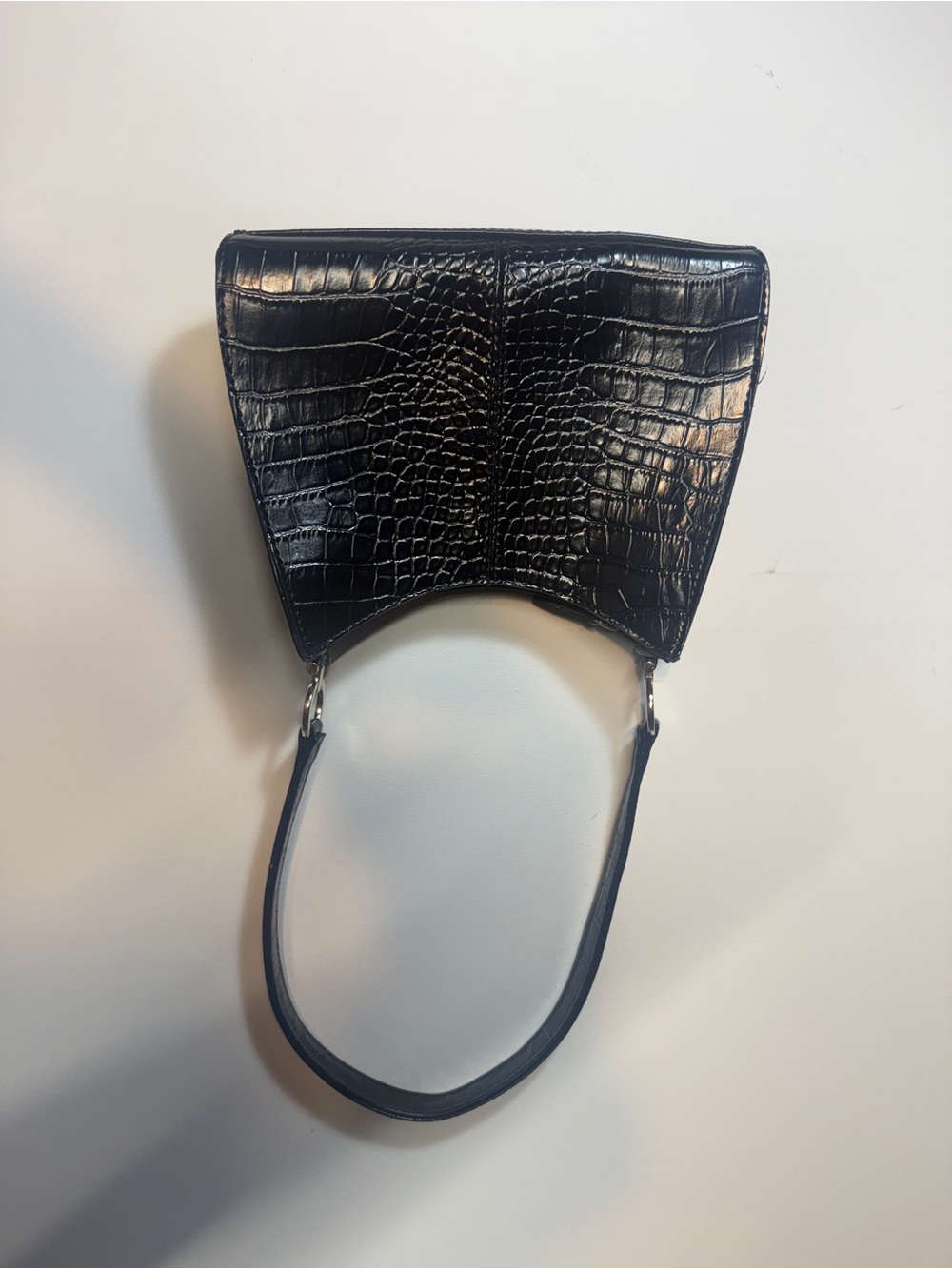Liz Claiborne Black Croc-Embossed Shoulder Bag